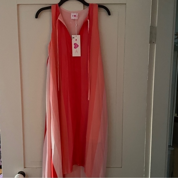 Buddy Love Peach and Coral Striped Hi Low Maxi Dress - Picture 4 of 10